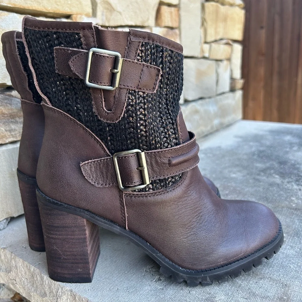Chinese Laundry Layla‎ women’s metallic ankle two toned brown boots Sz-8.5 H